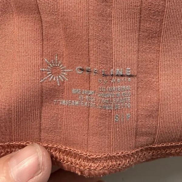 OFFLINE by Aerie‎ Ribbed High Waisted Biker Shorts Pink Lettuce Edge S 0785-3234 - Image 4