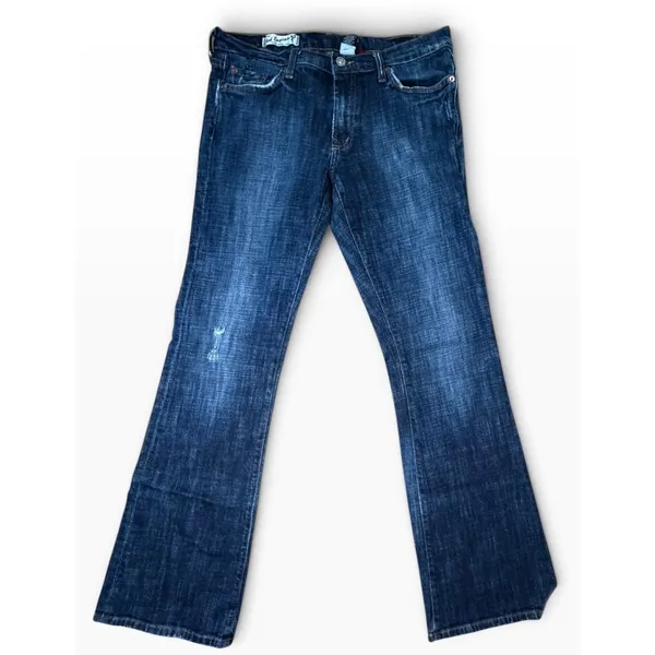Red Engine Womens Flare Jeans Size 31 Dark Wash Y2K Retro Denim Blue Distressed - Image 3