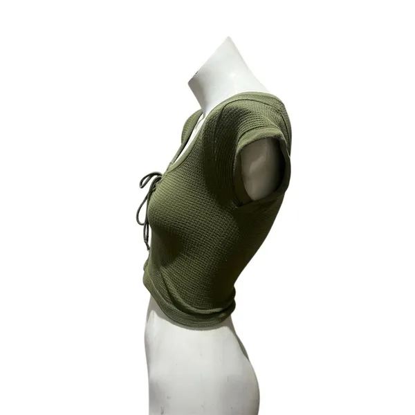 Urban Outfitters Out From Under Women's Olive Green Crop Top Short Sleeve Tee M - Image 2