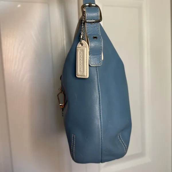 Vintage Y2k COACH Hampton Clip Blue Hobo Shoulder Bag - Image 3