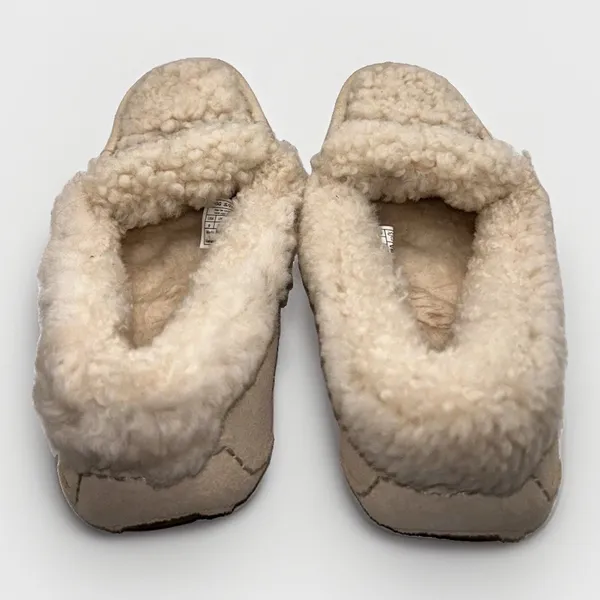 UGG Ansley Heritage Braid Suede Moccasin Slippers Sand Cream Shearling Womens 9 - Image 4
