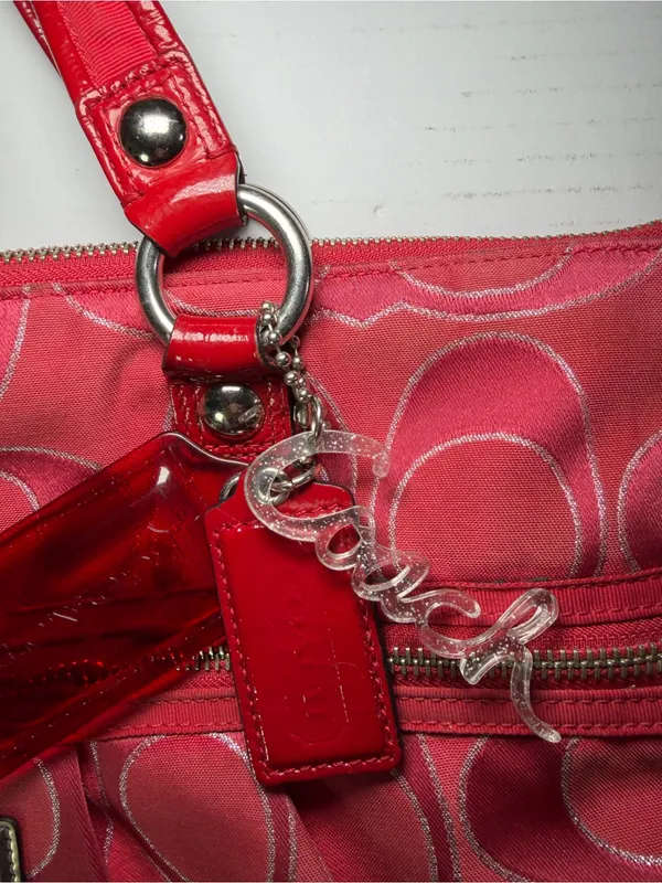 Coach Poppy Ruby Pink Signature C Canvas Tote (Style No. 15389) - Image 6