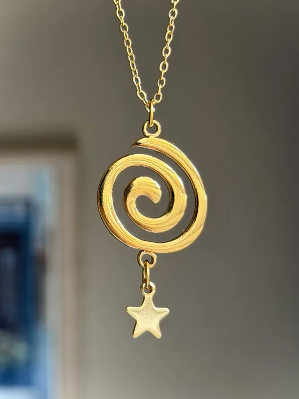 Handmade fully stainless steel spiral swirl uzumaki funky boho grunge style necklace🌀 - Image 6