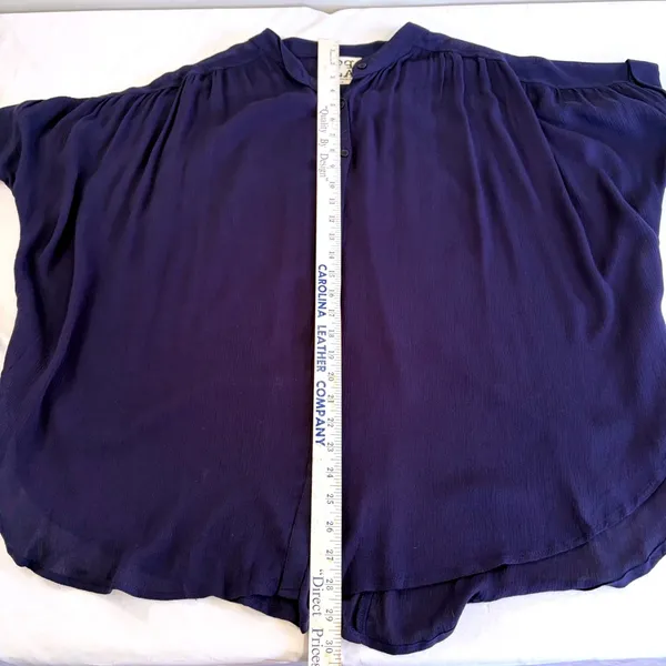 PPLA Purple Crepe Oversized Button Down‎ Blouse Short Sleeve Large Flowy Boho - Image 6