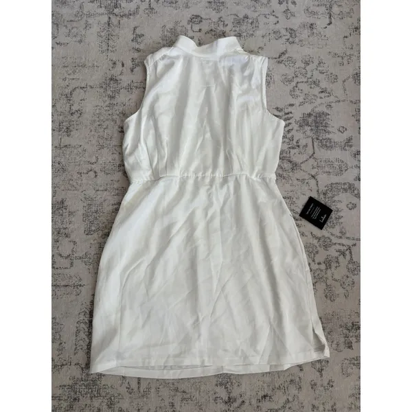Lulus Classic Elegance White Satin Sleeveless Mock Neck Mini Dress Size large - Image 4