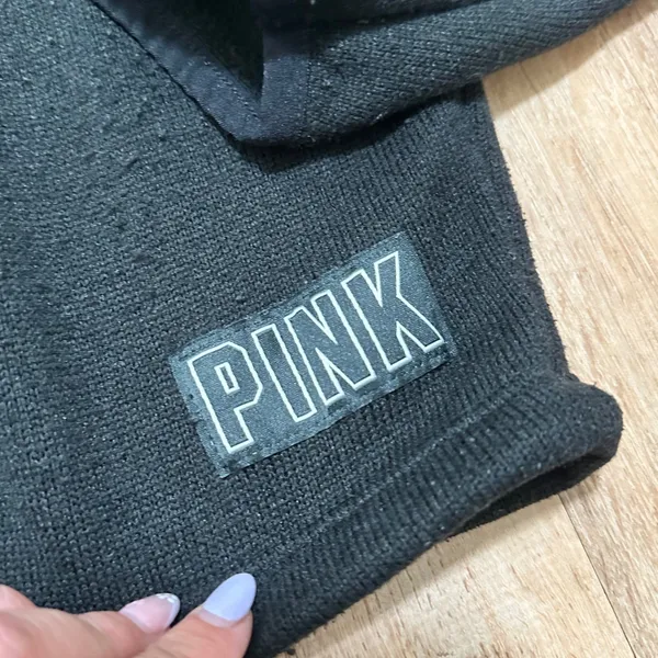 Pink Victoria's‎ Secret | Women's Black Rainbow Gradient Logo Cropped Hoodie, S - Image 3