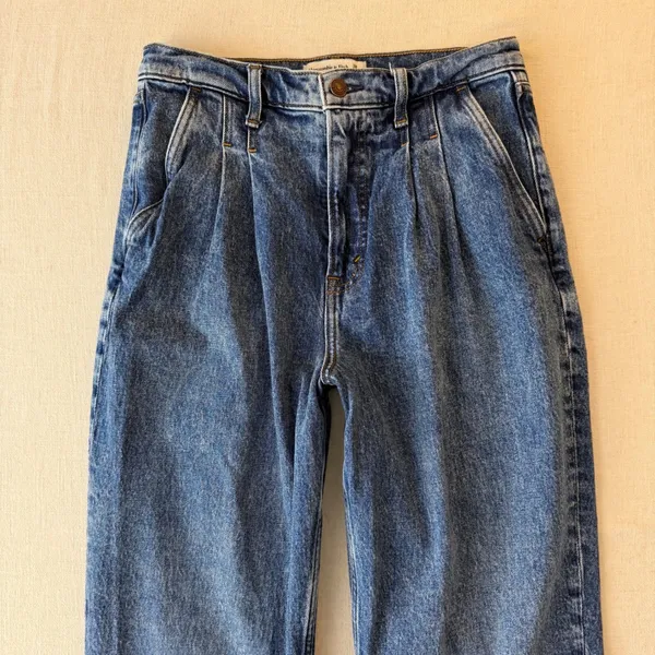 Abercrombie & Fitch 80s Mom Pleated Ultra High Rise Jeans Women 28/6R Blue - Image 9