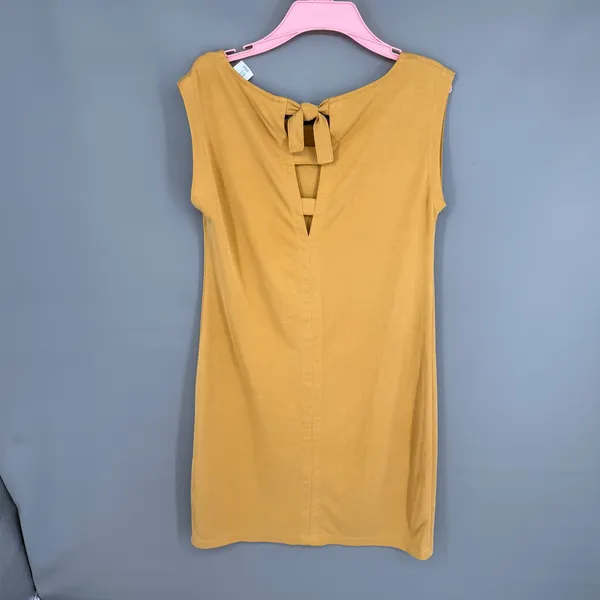 Sigrid Olsen Shift Dress XS Mustard Golden Yellow Sleeveless Modal‎ Blend Casual - Image 3