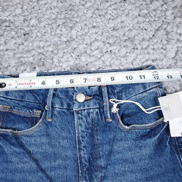 Good American Good Classic Raw Hem High Rise Slim Straight Stretch Jeans 0 25 - Image 9
