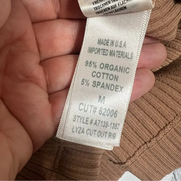 Agolde Lyza‎ Cut Out Rib Top tan Sz M - Image 8