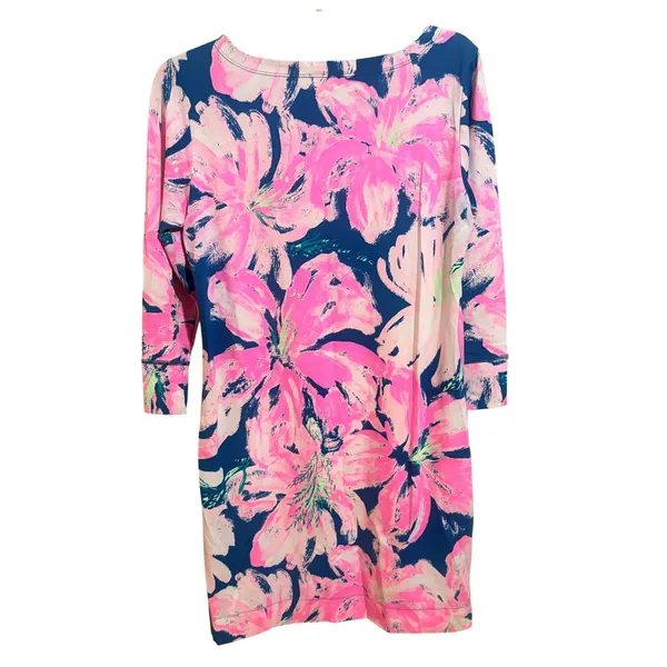 Lilly Pulitzer Sophie Dress Womens M Pink Blue Floral Excellent UPF 50+ Shift - Image 3