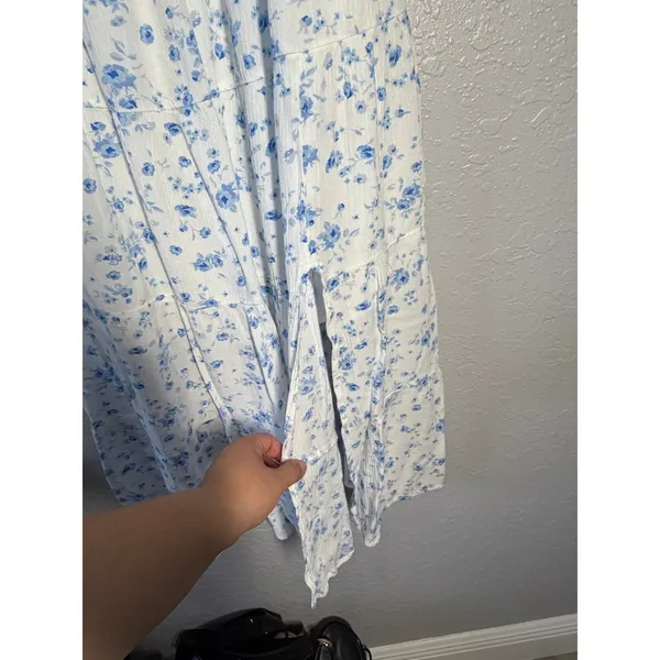 Aeropostale Babydoll Midi Dress Smocked Floral Milkmaid Fairy Garden Whimsy XL - Image 5