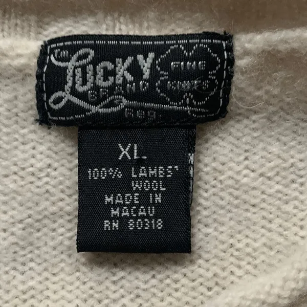 Vintage Lucky Brand Sweater Cream Pink Faire Isle Neutral Knit‎ Pullover Cabin - Image 10