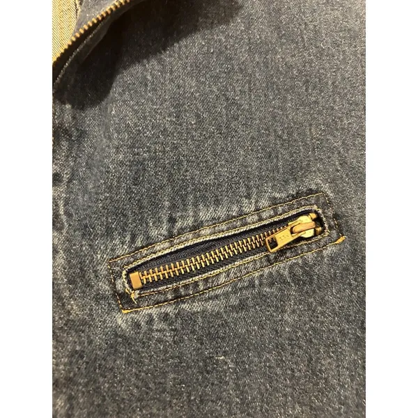 Vintage 90’s Long Sleeve Full Zip Retro Midi Blue Denim Dress Size 3 Rocker - Image 2