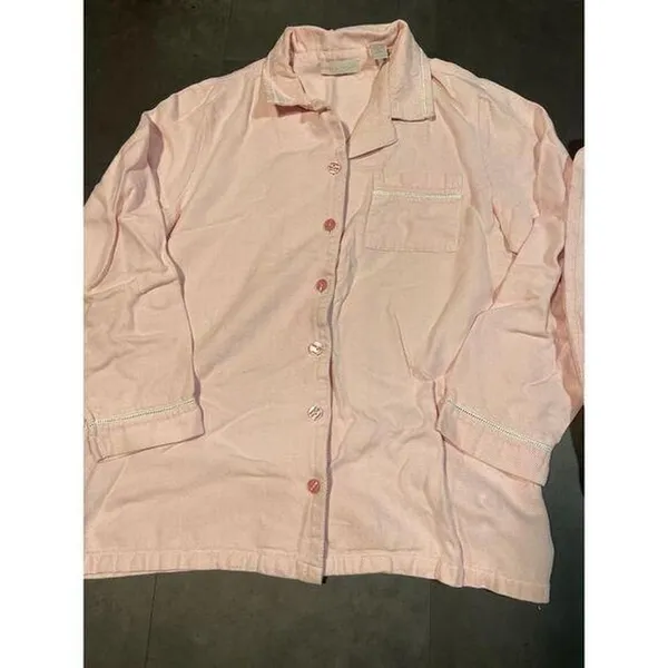 Lord‎ & Taylor Pink Linen Button-Down Shirt and pants Casual PJ'S B-213 - Image 2