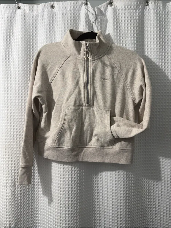 DKNY Sport Embroidered Logo Half Zip Pullover with Kanga Pocket Size XSmall - Image 2
