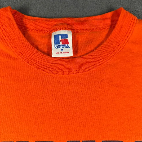 Vtg Auburn Tigers Football T Shirt Medium Russell Athletic Orange NCAA Short Slv - Image 4