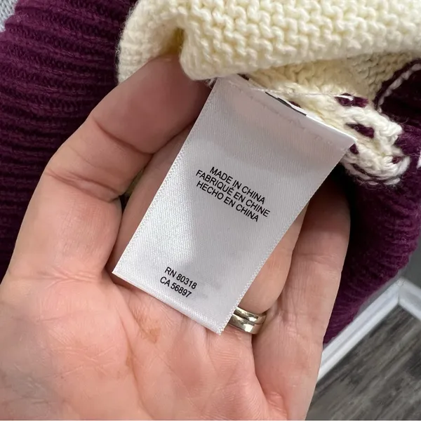NWT Lucky Brand Burgundy cream gray Striped Sweater - Image 3