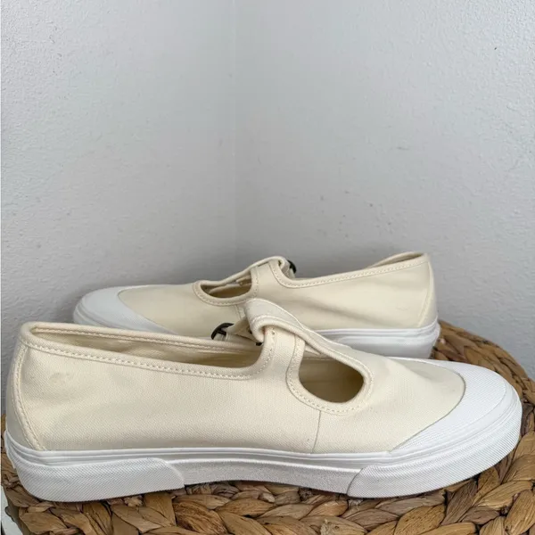 NEW Vans Mary Jane Style 93 Shoe Cream Canvas Buckle Sneakers white classic - Image 3