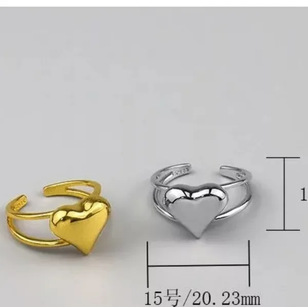 NEW 18k Gold Plated Polished Adjustable Heart Ring - Image 6