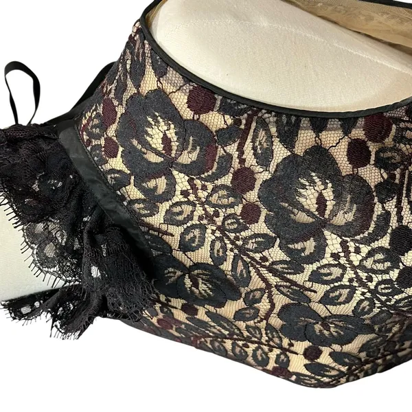 Vintage Lillie Rubin Evening Gown XS-S Black Lace Taffeta‎ Romantic Victorian - Image 4