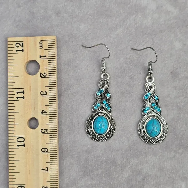 Silver Blue Rhinestone‎ Drop Floral Boho Dangle Fashion Jewelry Earrings JB2-78 - Image 5