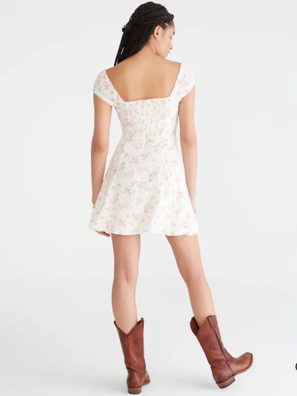 X😻Aeropostale White Floral Mini Dress with Pink Print - Image 3