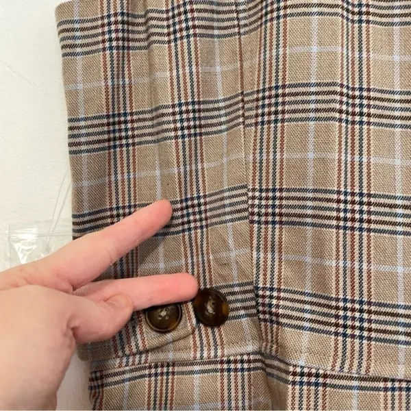 NEW NWT MODCLOTH Plaid Appeal Vest Jumpsuit Tan Brown Blue Sleeveless Retro 70s - Image 17
