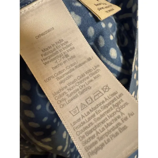 Madewell Bubble-Sleeve Button Front Mini Dress in Indigo Paisley Sz. M - Image 7