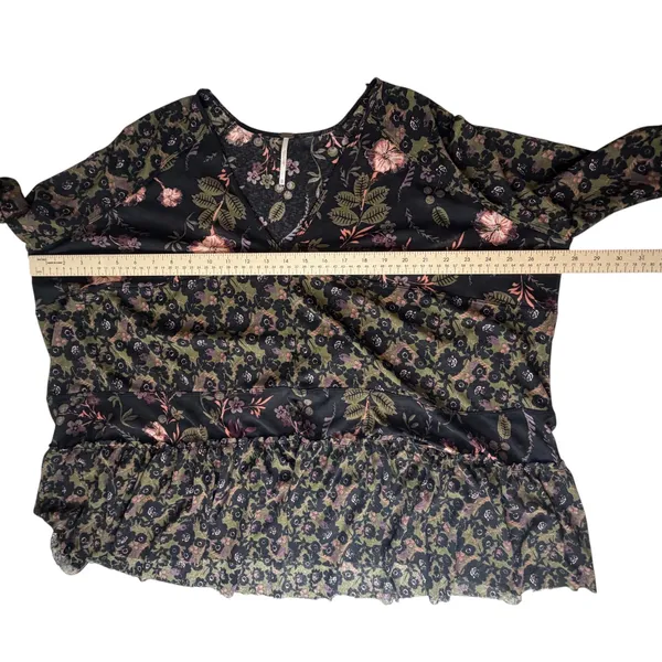 Free‎ People Floral Tiered Babydoll Top XS Boho Dark Romantic Oversized Flowy - Image 12