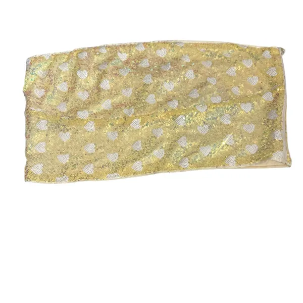 Beginning Boutique NWT Festive Y2K Sequined Yellow Heart Pattern Tube Top Size:12 - Image 2