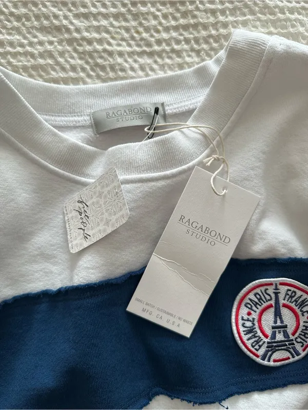 Free People x Ragabond Studio Paris France Striped Sweatshirt NWT Size Medium - Image 4
