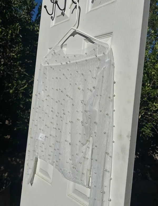 Mesh Pearl Top White Size L - Image 5
