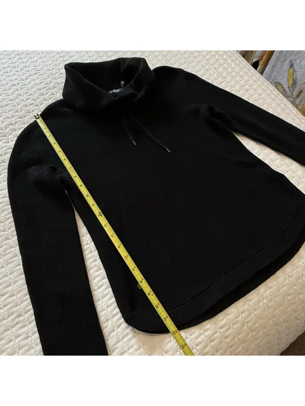 Lauren Ralph Lauren Black Waffle Knit Cowl Neck Long Sleeve Sweater Sz S Small - Image 3