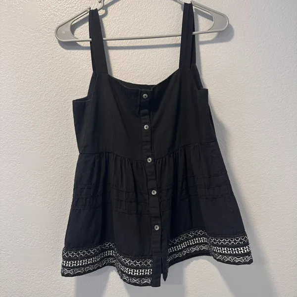 Anthropologie Amit Aggarwal‎ - XS Olivia Embroidered Black Top Blouse Boho - Image 10