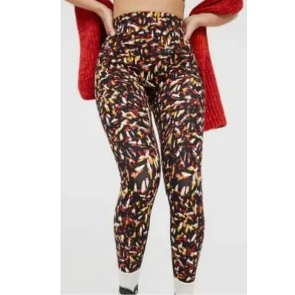Aerie Offline Goals High‎ Waisted Black Multicolor Abstract Leggings Size S - Image 2