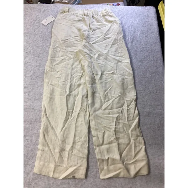 A New Day Womens High-Rise Wide Leg Linen Blend Pleated Pants Cream White Size 4 - Image 5