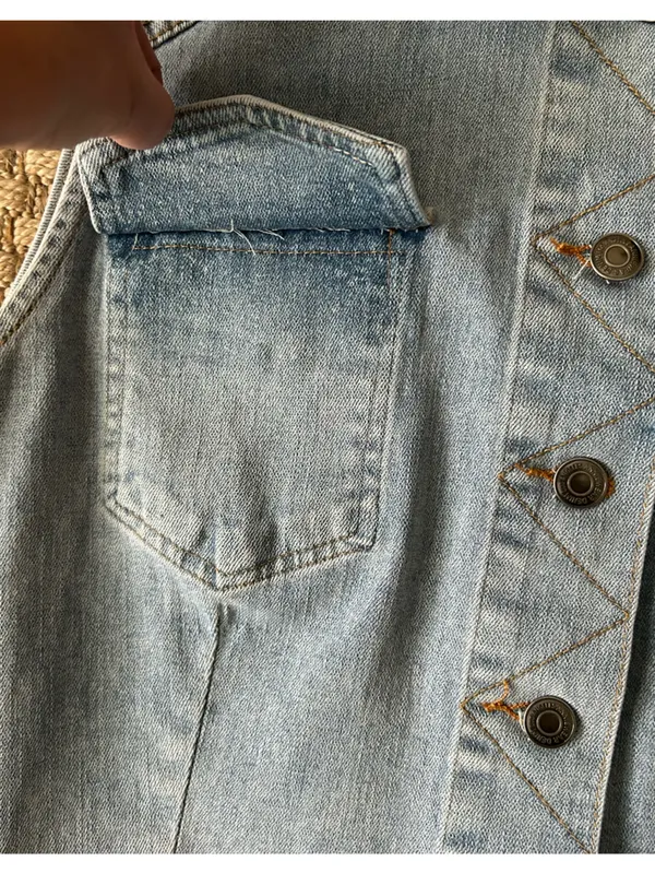 Anniewear Denim Button Down Jean Vest Blue Size M - Image 4