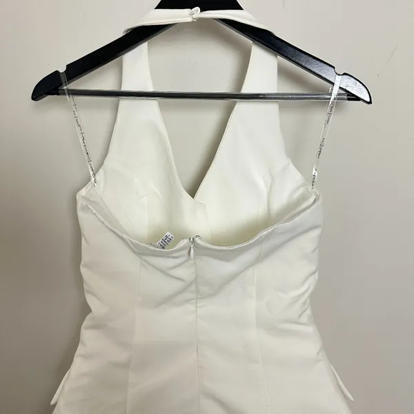 RARE LONDON Halter Neck Suiting Minidress in Ivory Size US 2 - Image 6