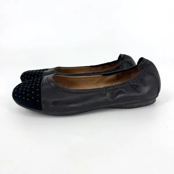 Josef Seibel Pippa Leather Ballet Flats Black Stud‎ Suede Cap Toe Size 36 US 5.5 - Image 3