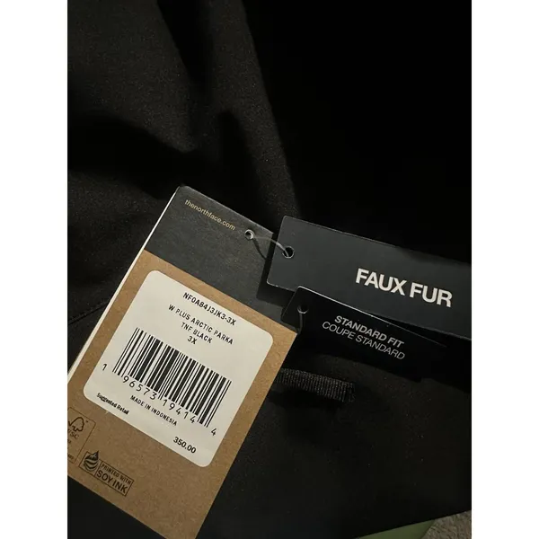 The North Face $350 Arctic Parka Coat Down 3X Fur Hood Winter Snow Cold Black - Image 4
