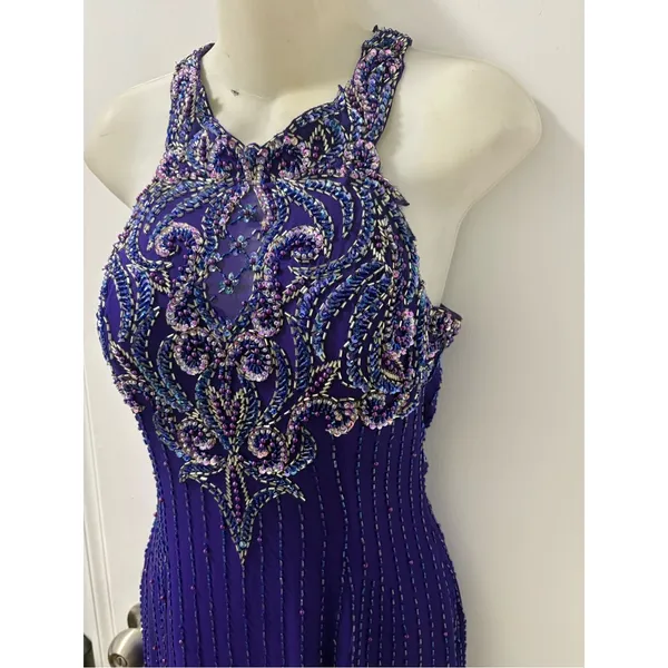 80s Alyce beaded silk maxi dress Purple Size M - Image 5