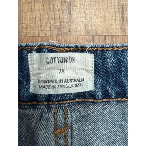 Cotton On Super Baggy Jeans‎ Women's 28 Blue Wide Leg High Rise Raw Hem Denim - Image 4