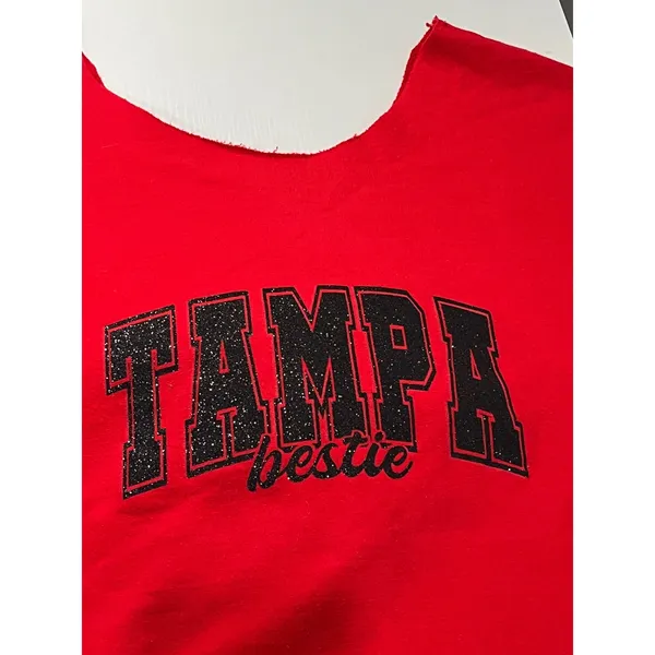 Red Tampa‎ Bestie Graphic Sweatshirt Distressed Neckline - Image 2