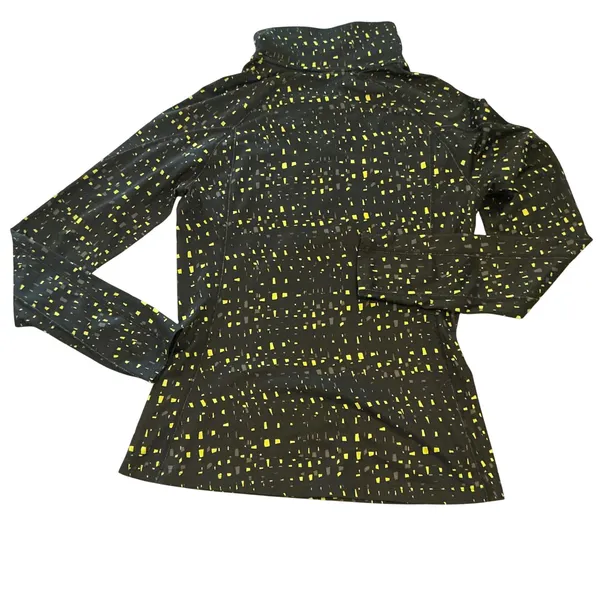 Under Armour ColdGear Womens 1/4 Zip Pullover Black Yellow Geometric Print M - Image 5