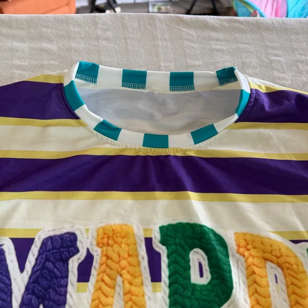 Men’s / Women’s Mardi Gras Long Sleeve Striped Top Size XL #260444 - Image 3