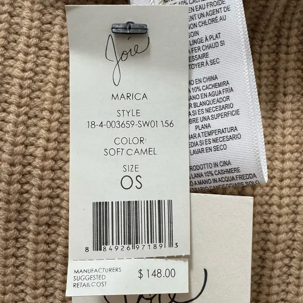 NWT Joie Cream Marica Wool Cashmere Infinity Cowl Neck Scarf Snood Soft Camel - Image 4