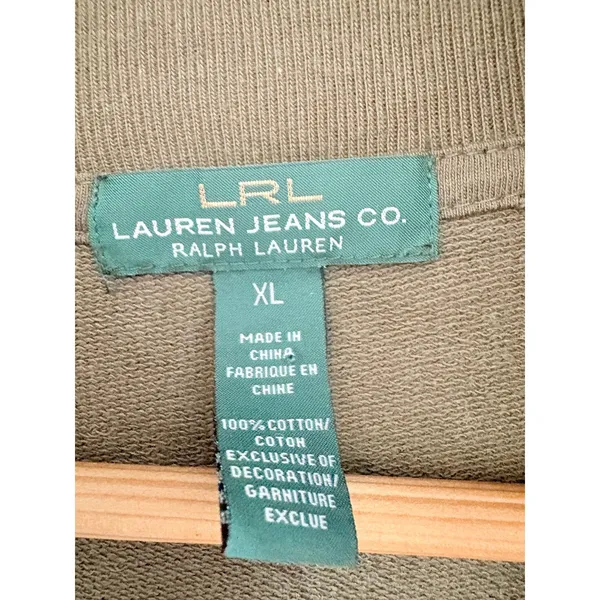 Lauren Ralph Lauren Jeans Co Womens XL Olive Green Full Zip Cotton Sweatshirt - Image 8