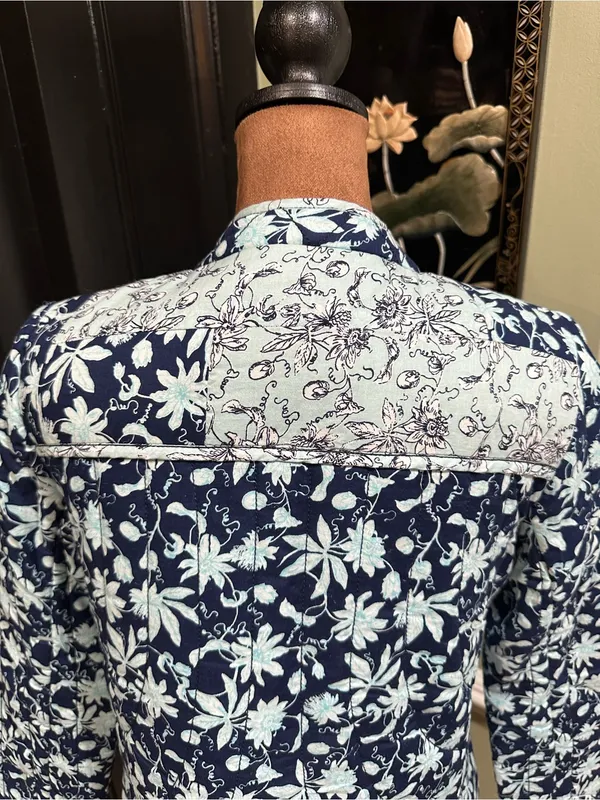 Anthropologie Leifsdottir Blue Floral Quilted Boho Jacket – Size 8 - Image 10