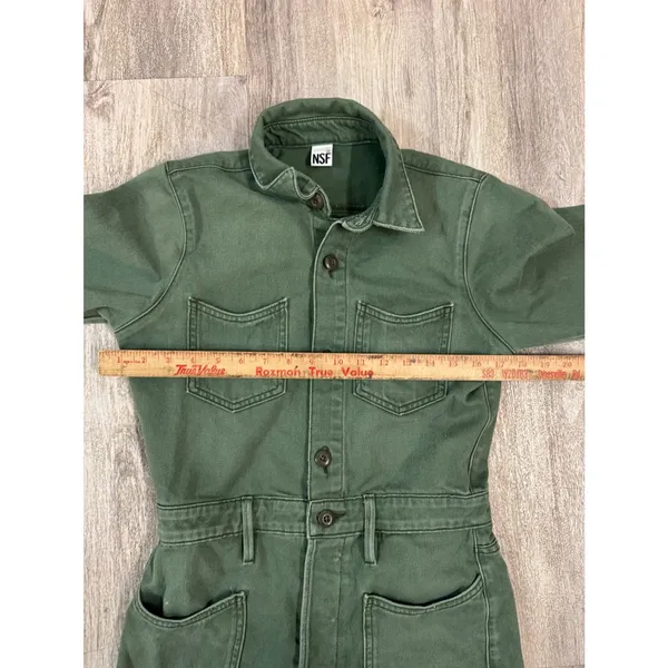 NSF Clothing Green Utility Jumpsuit Flare Leg Button‎ Up Women's Size 26 - Image 3
